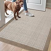 LUMI Inside Door Mat for Entry 30''x48'', Absorbent, Dirt Trapper, Low Profile Thin, Non Slip Mats with Rubber Backing, Ideal for Indoor, High Traffic, Garage, Entrance, Checkered Beige