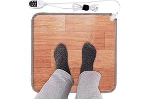 BEEPLOVE Heated Floor Mat - Foot Warmer Under Desk, 19.7x21.7in Heated Feet Rest for Home Office Desk, Winter 110V Electric Heating Pad with 3 Timers & 10 Adjustable Temperature