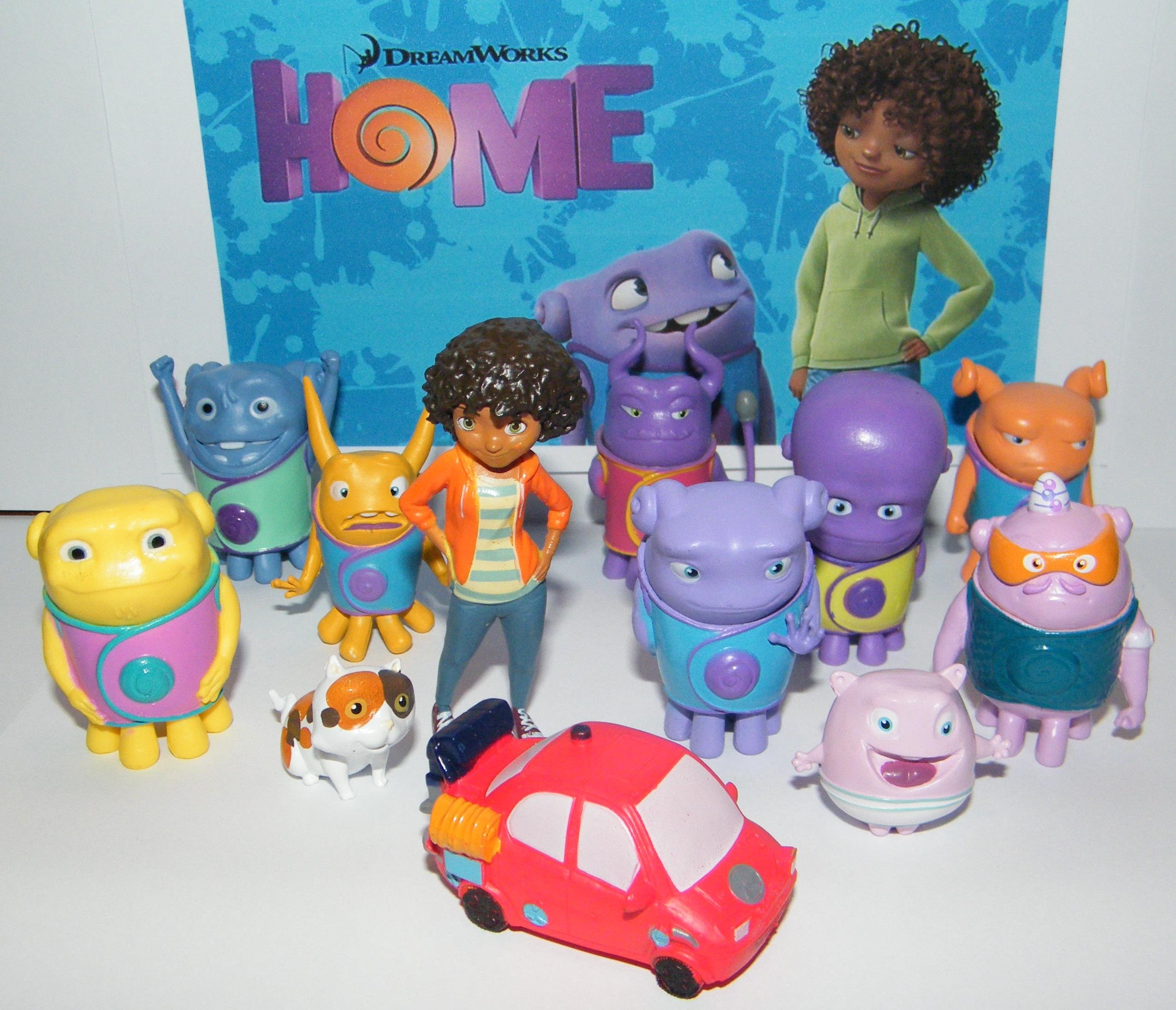 Dreamworks Home Mini Figure Toy Play Set Of 13 With Tip, Oh, Kyle, Captain Smek, Pig, A Cool Car