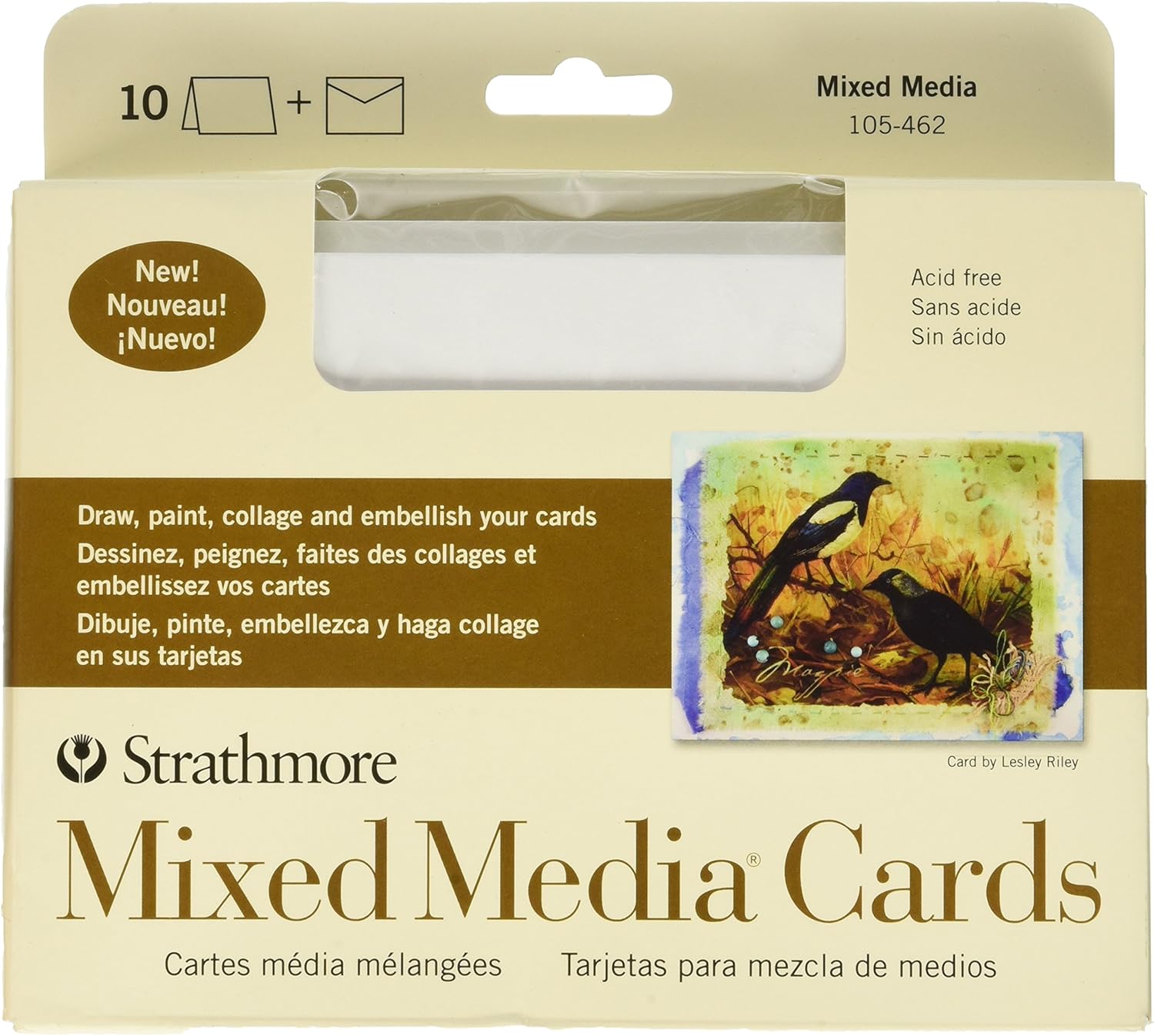 Strathmore 105-18 Mixed Media Cards, Announcement Size, Vellum, 10 Cards & Envelopes: Office Products