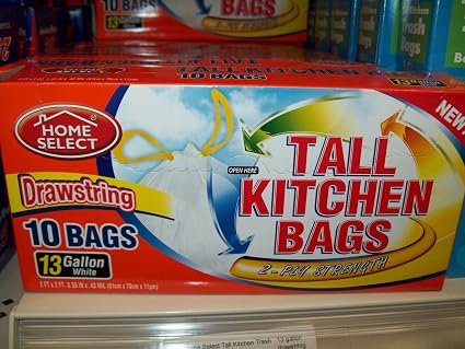 Home select drawstring bag 13 gallon 10 count (808829100839)