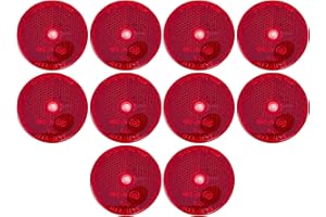 ALL STAR TRUCK PARTS Class A 2" Round Reflector with Center Mounting Hole - Red/Amber/White for Trailers, Trucks, Automobiles, Mail Boxes, Boats, SUV's, RV's, Industrial Applications (10x Red)