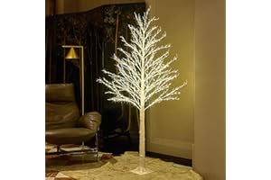LITBLOOM Pre Lit White Tree 6FT 690 Fairy Lights Plug in,Twig Tree with Lights for Home Living Room Christmas Easter Decoration Indoor Outdoor