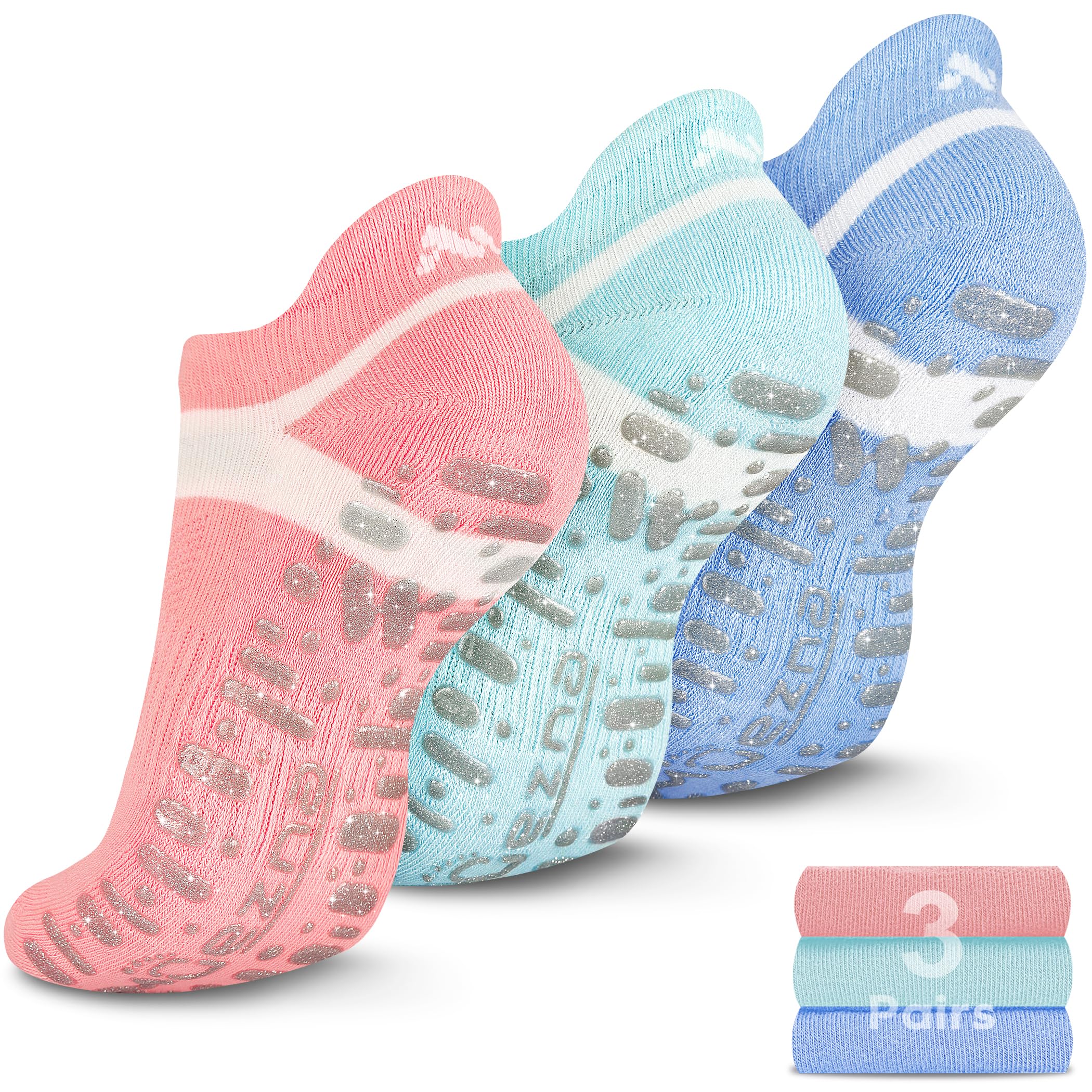 Muezna Non Slip Yoga Socks for Women, Anti-skid Pilates Barre Bikram Studio Socks with Grips…