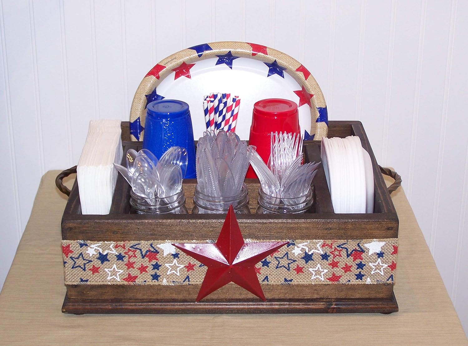 Amazon Com Utensil Holder For Parties Wood Utensil Holder For The Kitchen Kitchen Utensil Holder Paper Plate And Napkin Holder Handmade amazon com utensil holder for parties