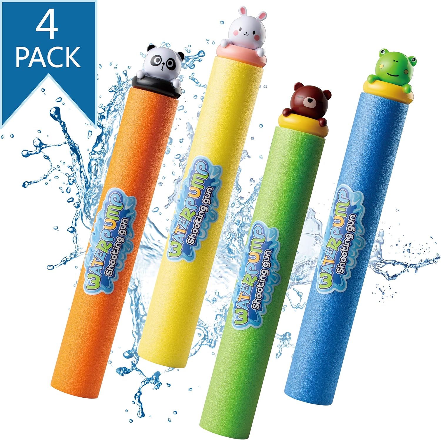 IONCAT Water Blaster Soaker Gun for Kids, 4 Pack Foam Water Blaster Squirt Guns Set, 30 ft Shooting Range, Gifts for Children & Adult Summer Swimming Pool Beach Water Fighting Party, 4 Animal Figures: Toys & Games