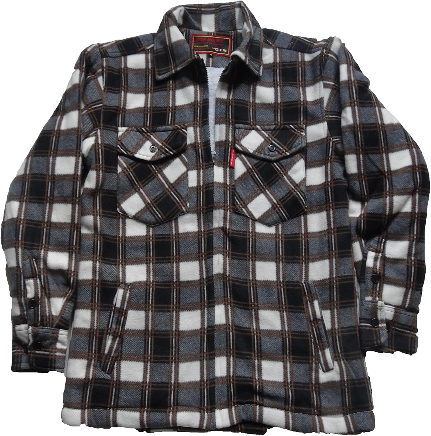High Mountain Men's Fleece Sherplined Lumberjack Padded Check Shirts Large Brown Check at Amazon 