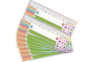 INKNOTE 32 PCS Name Tags for Classroom Multipurpose Manuscript Name Plates for desks, with Alphabet, Numbers, Ruler and Shapes, for Kid from Pre-Kindergarten to Primary School