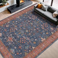 Boho Navy Blue 10x14 Area Rug for Living