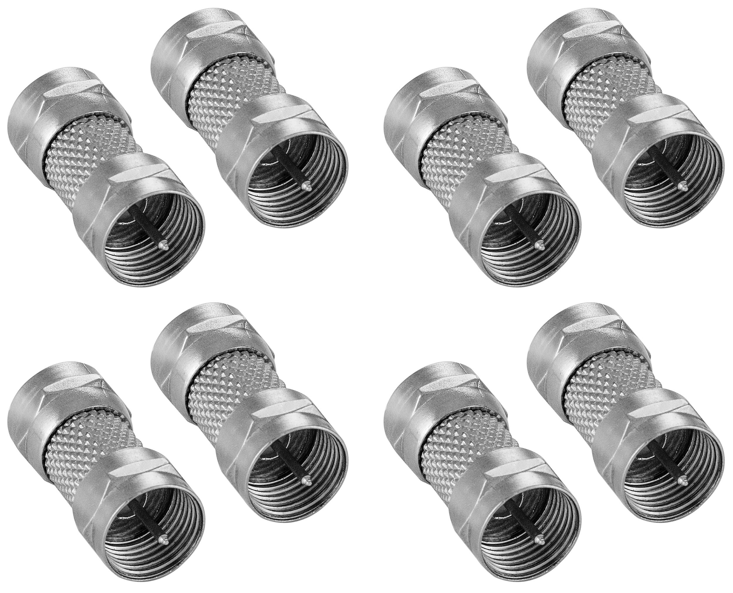 POPPSTAR 8x Sat Adapter F-coupling (F-plug to F-plug), for coaxial cable - antenna cable, silver