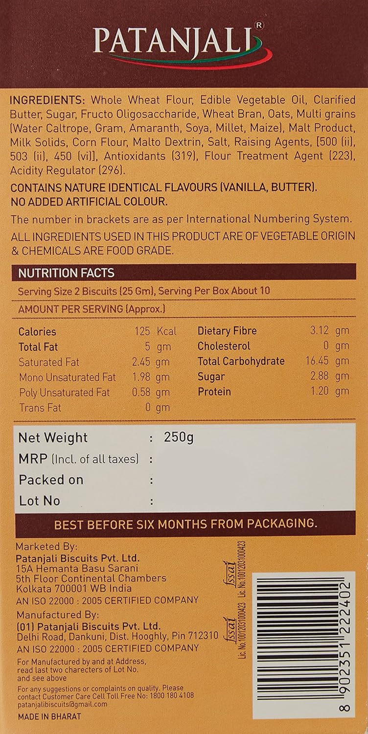 Patanjali Digestive Biscuits Ingredients
