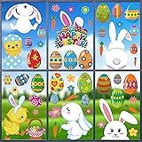 120pcs Easter Window Clings Stickers for Home Decoration, Easter Egg Large Bunny and Chick Carrot Window Decals Stickers for 