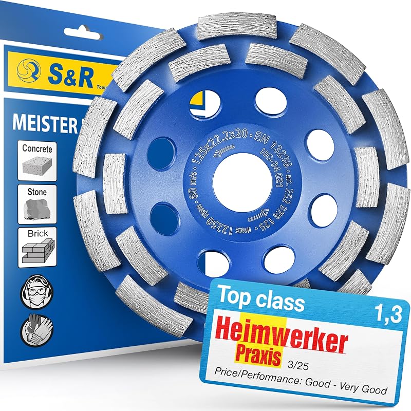 S&R 125mm Diamond Cup Wheel Concrete Granite Masonry 2-Row Grinding Disc