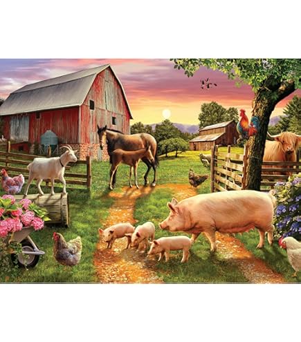 Amazon.com: Playful Day at The Farm 750 Piece Jigsaw Puzzle for