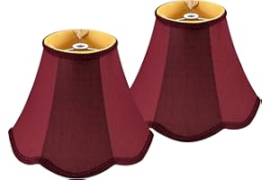 GO&SO GOSO 8" Scalloped Lamp Shades Set of 2 Small Mini, 4"×8" ×6.4" Spider Burgudy Red Victorian Lampshade for Table Lamps,Wall Lamp Bell Lamp Shade Repalcement, Faux Silk Lampshades Art Deco & Modern