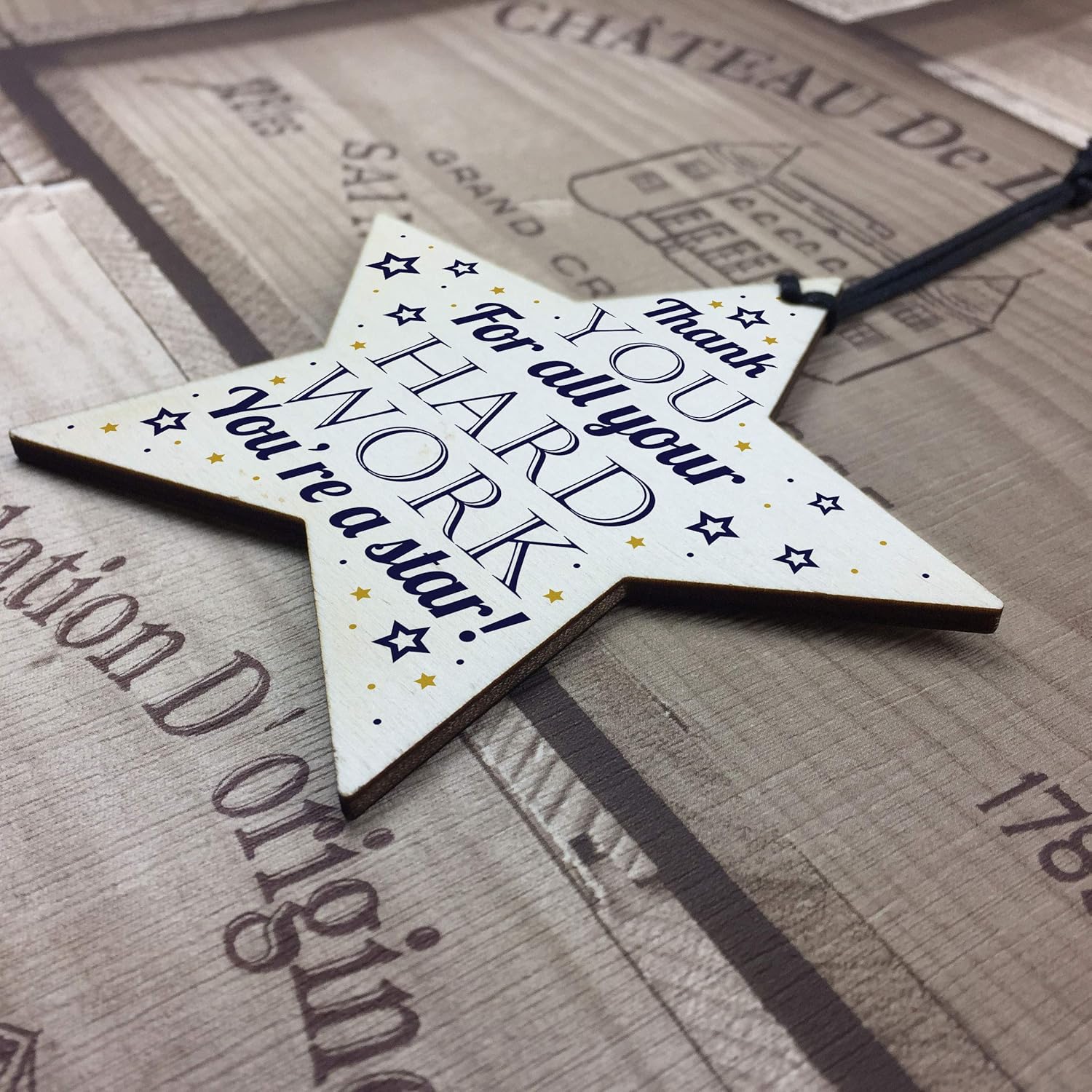 Red Ocean Thank You Gift For Colleague Employee Student Gifts Award Handmade Wooden Star Plaque Sign Keepsake - Image 5