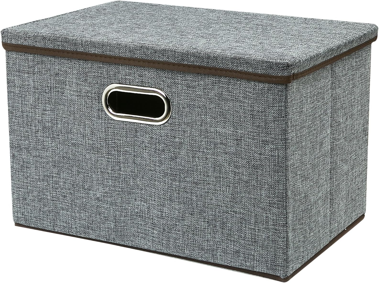 Zonyon Large Storage Box, 17.7โโ Sturdy&Strong Collapsible Fabric Storage Bin Container Basket Home Cube Organizer with Removable Lid for Bedroom,Closet,Shelves,Office,Grey