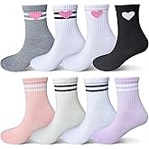 mpeter Kids Crew Socks 8-Pack for 4-16 Years Old - Cute Soft Cotton Comfortable Everyday Socks for Girls and Boys