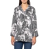 MULTIPLES Women's Turn-Up Cuff Three Quarters Sleeves Wire Collar Button Front Shirt