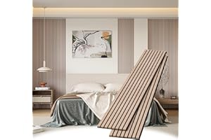 POHARE Wood Slat Wall Panels, 2 Pack 8 x 1 ft Decorative Wood Panels for Wall,Stylish Wall Panels for Interior Wall Decor, Modern Acoustic Wood Wall Panels with Felt Backing, Natural