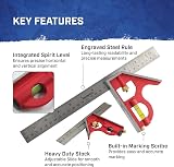 Faithfull Combination Square Twin Pack 150mm 300mm Measuring Layout Tools view 4
