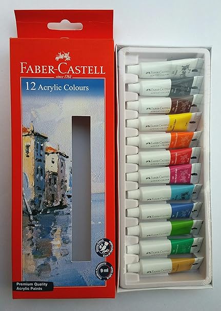 Msgh Faber Castell Acrylic Color Box 9ml Tubes 12 Shades With 1 Pcs Keychain Free With This Pack Amazon In Home Kitchen