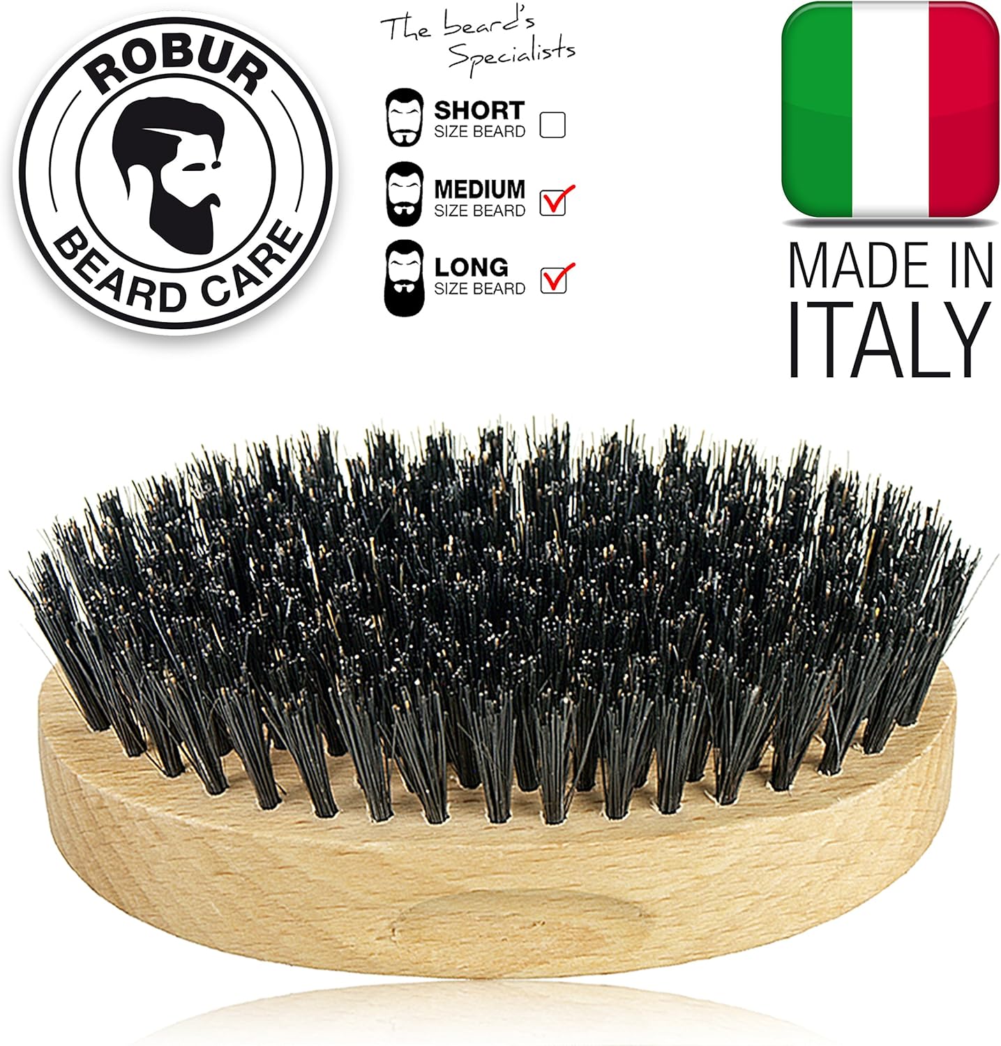 Beard Brush for Men. 100% natural. Beech Wood and Pure Boar Bristle. 100% Made in Italy, brown, 97 gr - Image 3