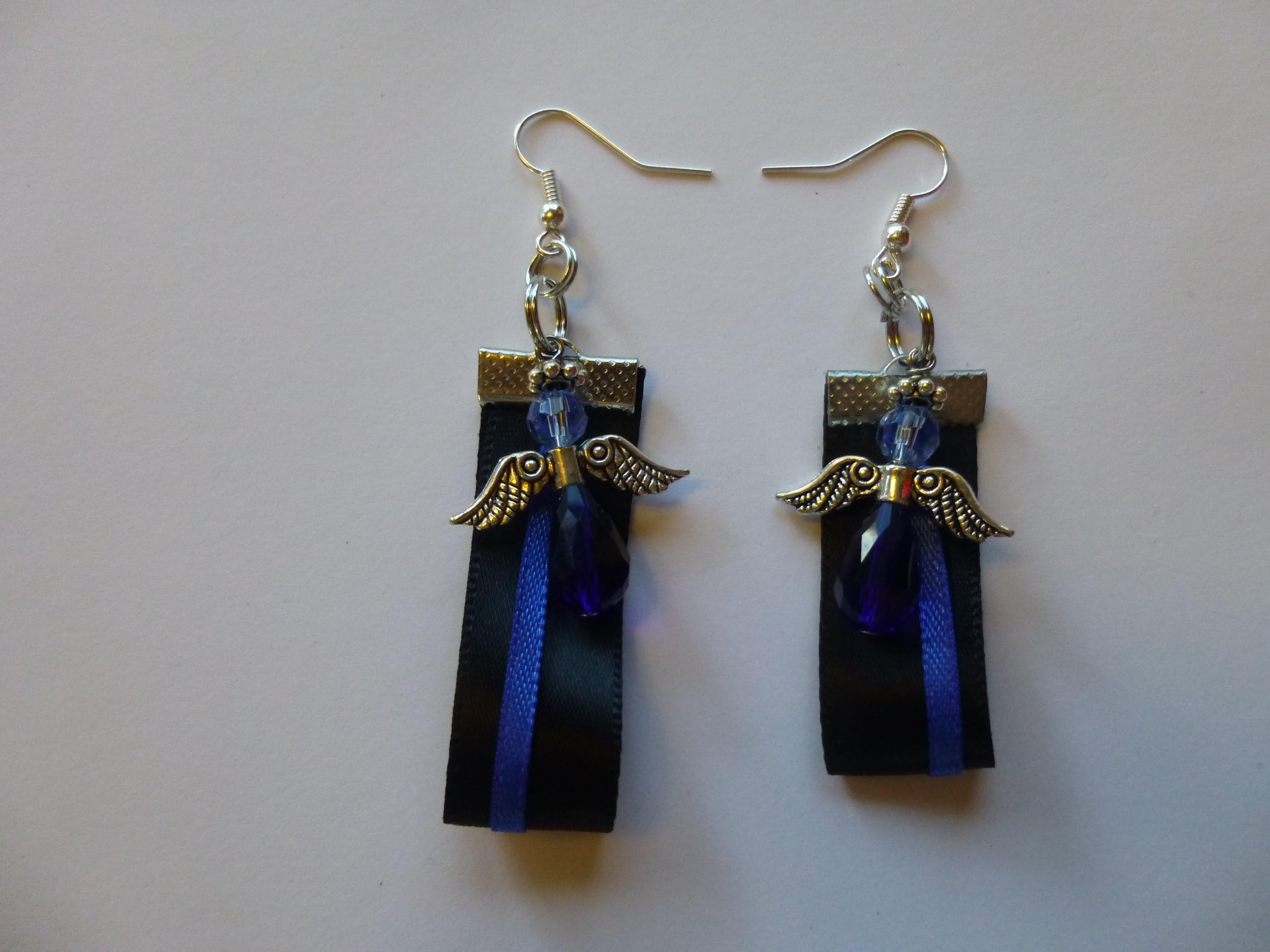 Blue Angel Thin Blue Line Law Enforcement Support Earrings
