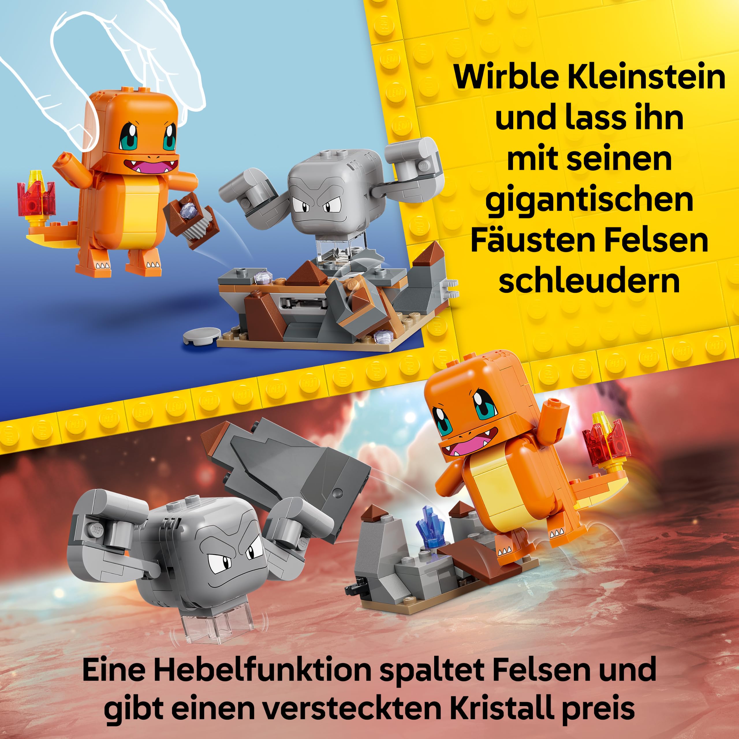 LEGO Pokémon SMART Play: Glumandas und Kleinsteins Höhlenduell - kompatibles interaktives Set mit 2 SMART Tags und 2 Pokémon Figuren - Geschenkidee für Kinder ab 6 Jahren - 72157 3
