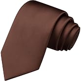 Branduce 3.15"（8cm） Mens Solid Satin Tie Pure Color Necktie for Business and Wedding + Gift Box
