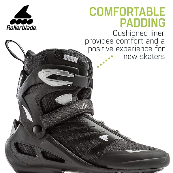 ROLLERBLADE ZETRABLADE MEN’S ADULT FITNESS INLINE SKATE, BLACK AND SILVER, PERFORMANCE INLINE SKATES