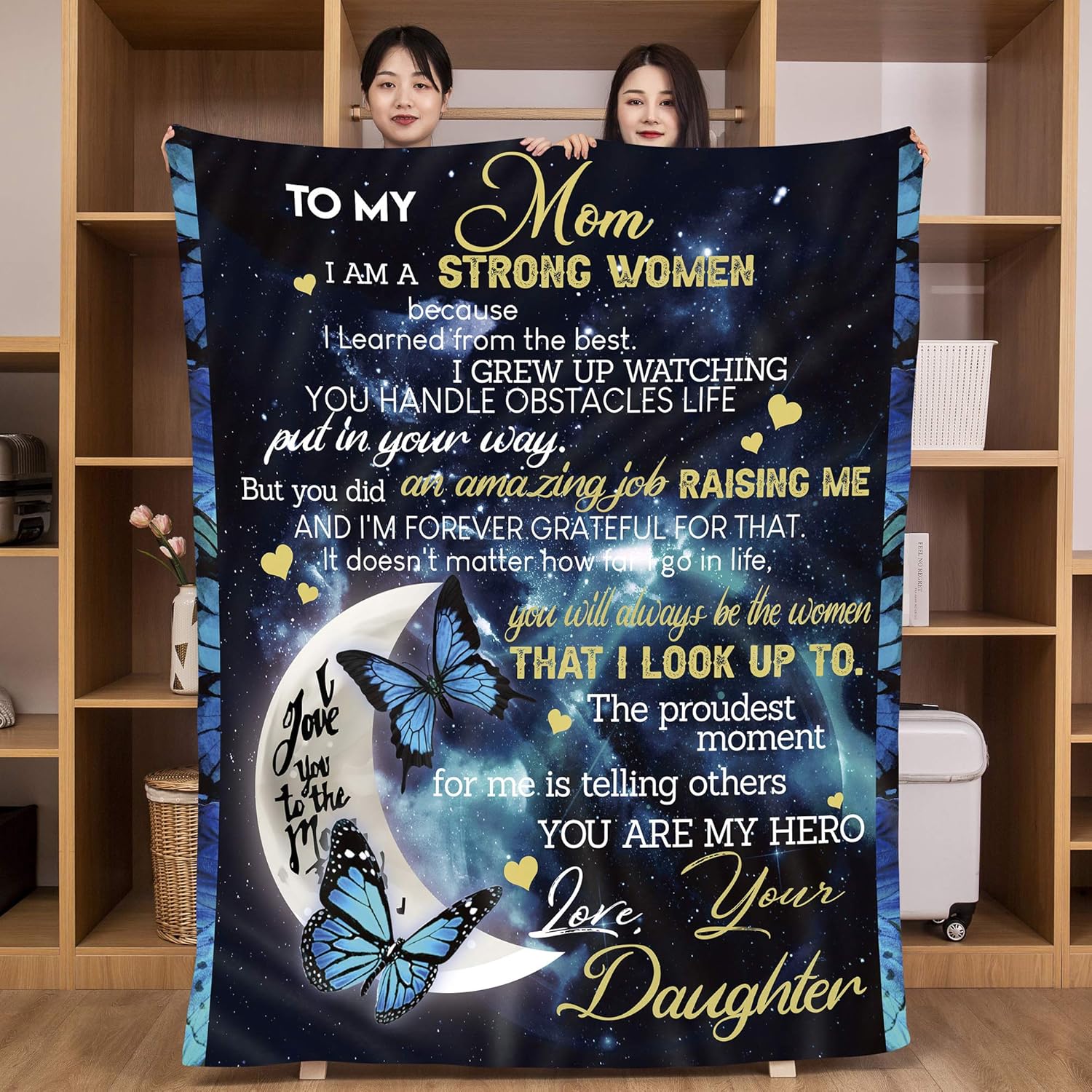 UFOORO Flannel Blanket Personalized Custom Gifts Throw Blankets for Mom