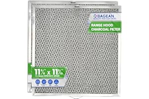 BAGEAN Stove Hood Vent Filter 11.6” x 11.2” BPQTF S99010317 Compatible with Broan Range Hood Filter Replacement for Ductless Overhead - Metal Mesh Filters Grease and Carbon Freshens Kitchen Oven Air (2-Pk)