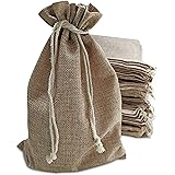Supply Friend 50 Burlap Bags with Drawstring, 7x10 Inch Rustic Gift Bag Bulk Pack for Mugs, Mason Jars, Christmas Gift Bags, 