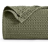 PHF Lightweight Waffle Weave Blanket Queen Size 90"x 90", Soft Woven Summer Blanket for Hot Sleepers - Aesthetic Home Decor for Couch Bed Sofa, Pet Friendly, Olive Green