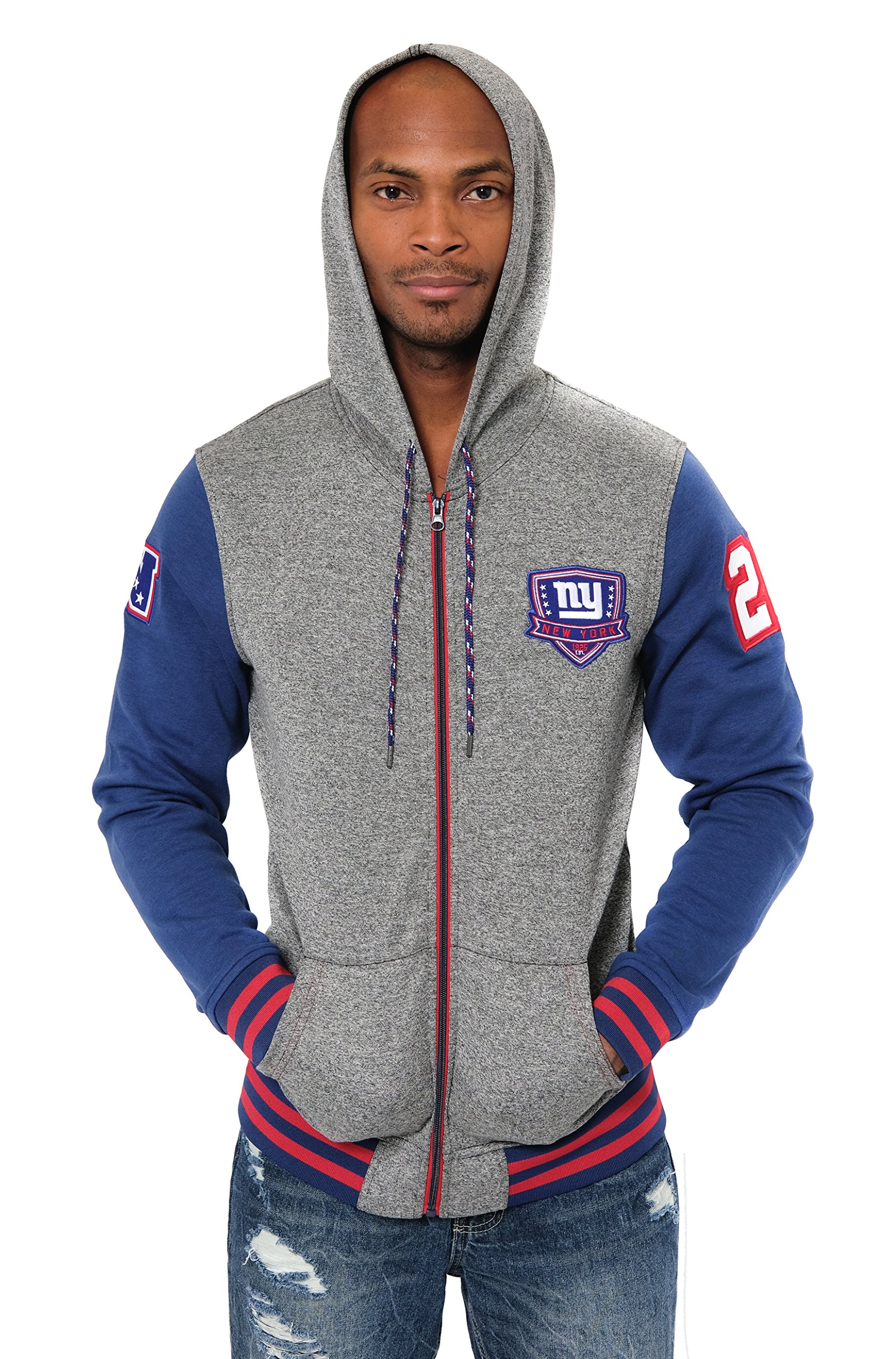 Ultra Game NFL Men's Super Soft Supreme Full Zip Varsity Hoodie Sweatshirt  Jacket