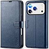 TUCCH Case Wallet for iPhone 17 Pro (6.3") 2025, Stand, RFID Blocking, 4 Card Holder, TPU Shockproof Inner Shell, PU Leather, Magnetic Closure Folio Protective Cover, Dark Blue