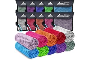 MENOLY 10 Pack Cooling Towels, 40"x12" Cooling Towels for Neck and Face with Breathable Carrying Bags,Soft Microfiber Instant Cooling Rags, Gym Workout Sweat Towel for Sports, Yoga, Camping, Running