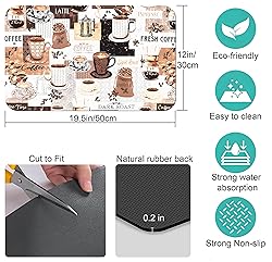 Coffee Bar mat Accessories for Countertop Absorbent