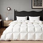 Goose Feather Down Fiber Comforters Full Size, Extra Fluffy White Duvet Insert, Ultra-Soft, Breathable, Noiseless, All Season Hotel Luxury Collection Bedding Comforters 82"x86"