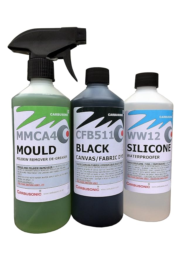 Carbusonic Convertible roof cleaner kit, fabric soft top dye, mould