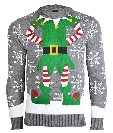 Vitageclothing NOROZE Damen Herren Unisex Christmas Reindeer Gingerbread Man Neuheit Strick Jumers
