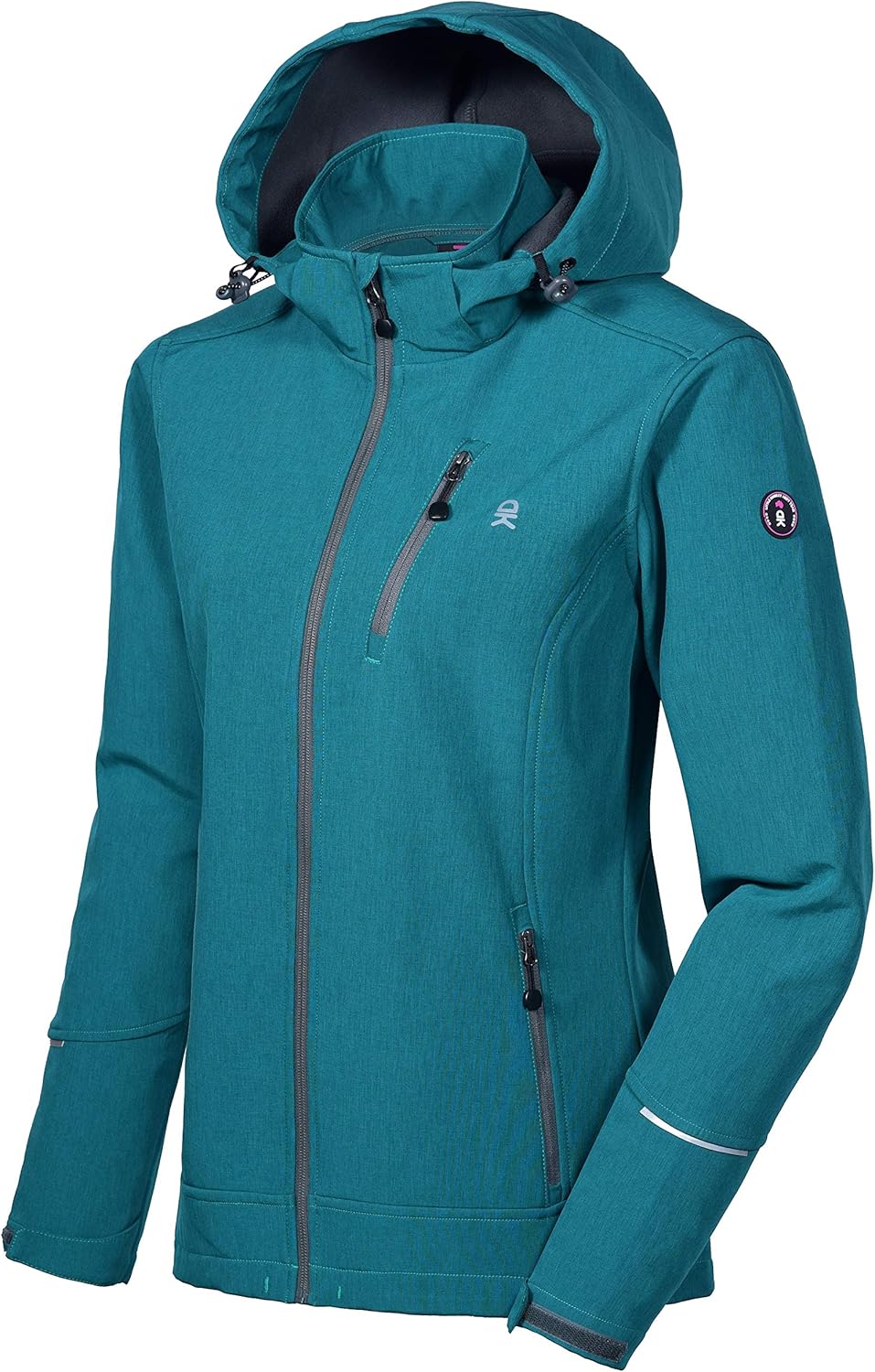 Little Donkey Andy Women's Softshell Jacket Ski Jacket with Removable Hood, Fleece Lined and Water Repellent