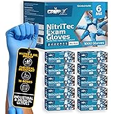 London Labs Heavy Duty 6 Mil Blue Nitrile Gloves - Incredibly Stretchy, Powder-Free, Latex-Free,Chemical Resistant
