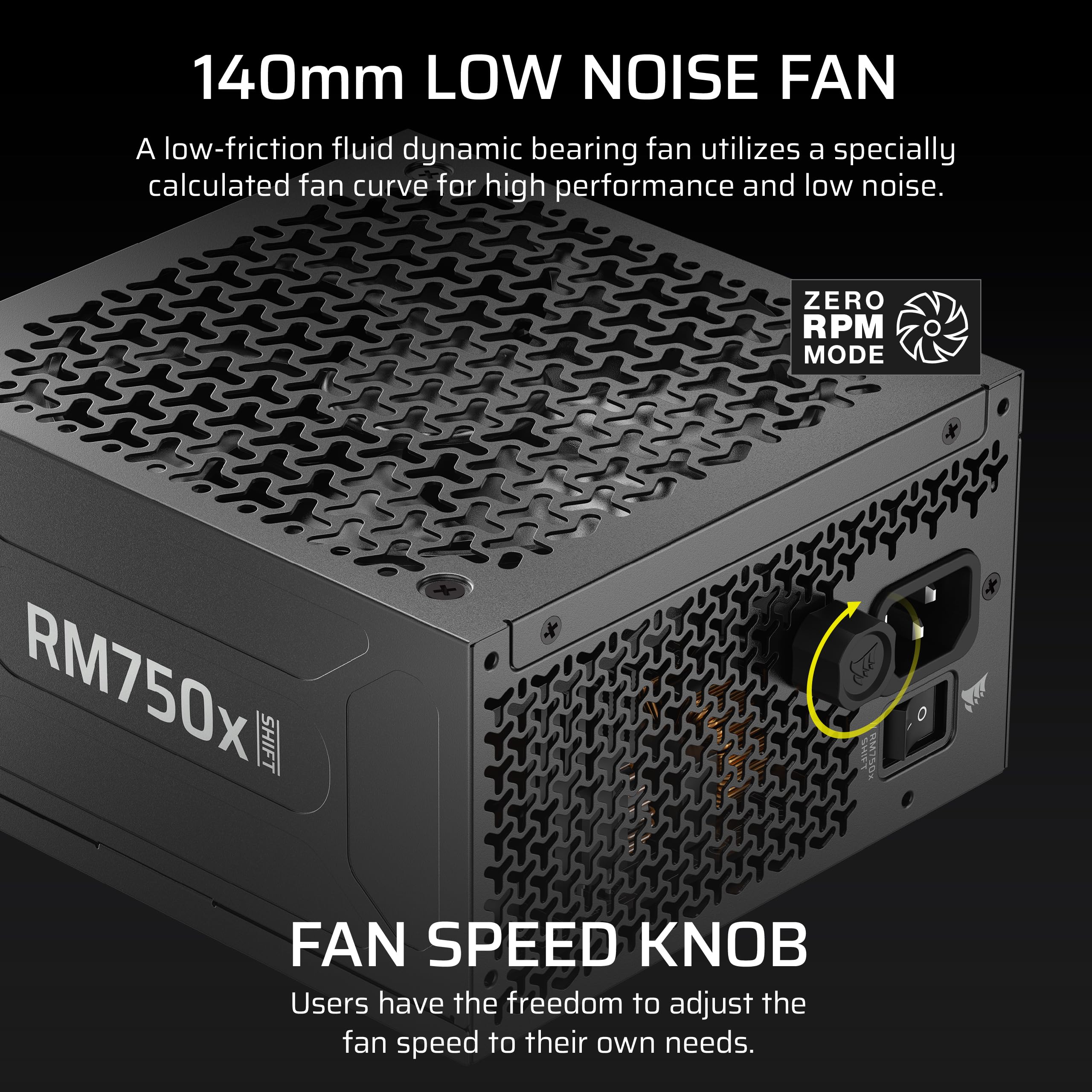 Corsair Rm750X Shift (2025) Fully Modular Atx Power Supply – Modular Side Interface, Native 12V-2X6 Cable, Atx 3.1 &Amp; Pcie 5.1, Fan-Speed Control, 105°C-Rated Capacitors, Cybenetics Gold – Black - View 7