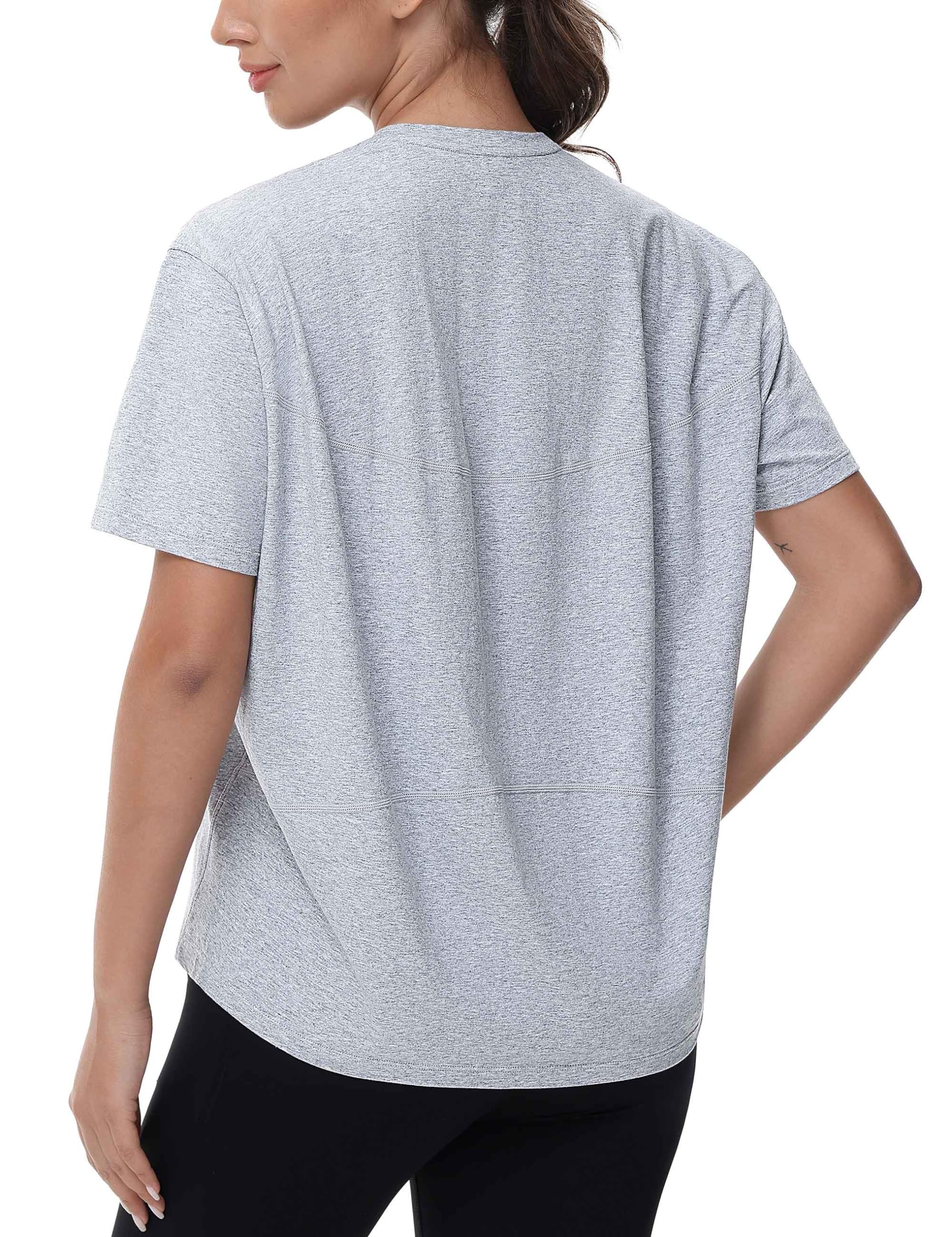 Photo 1 of 2XL THE GYM PEOPLE Women's Short Sleeve Workout T-Shirts Back Loose Fit Running Yoga Tee Tops Heather Grey 