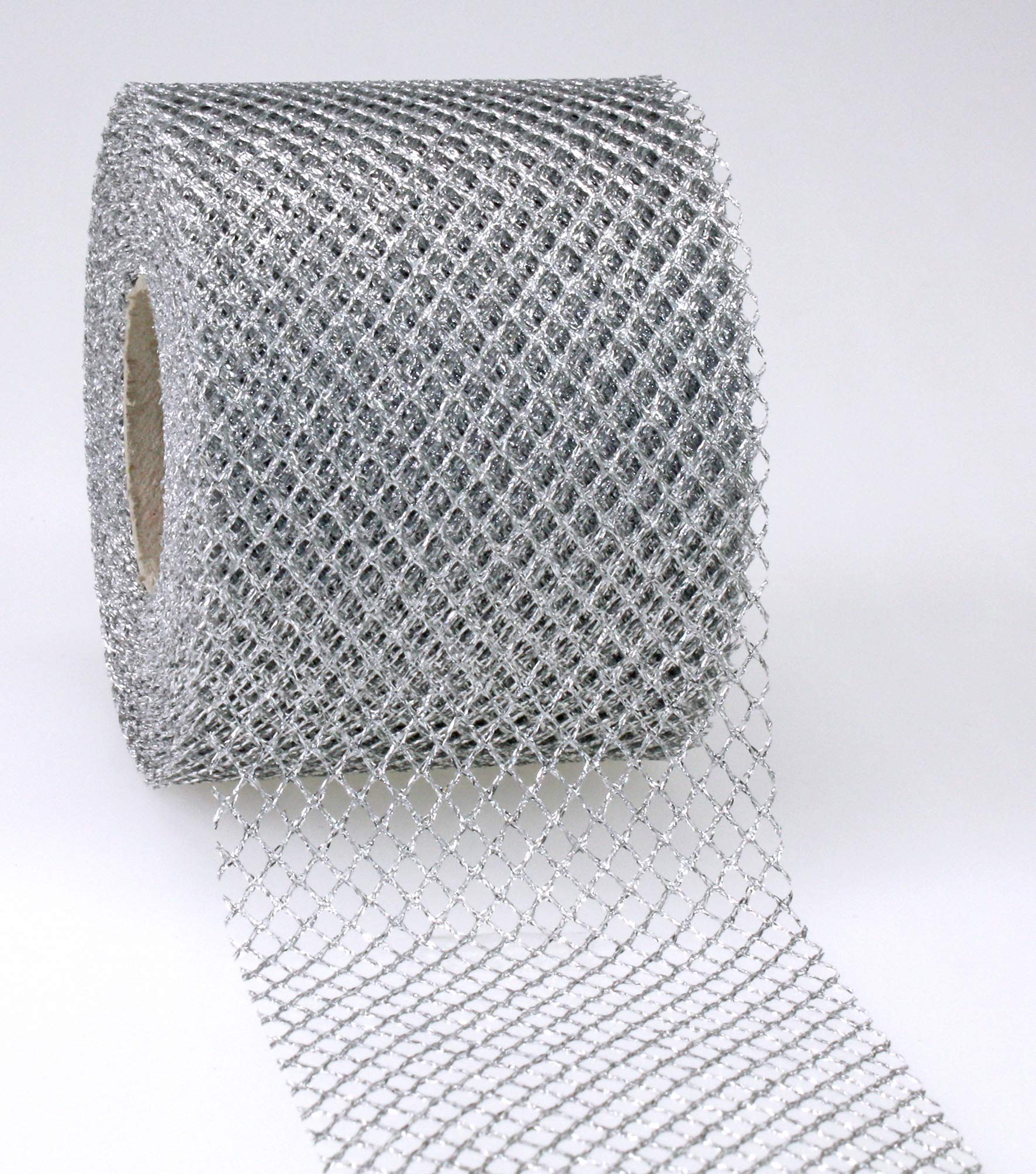 Präsent - Siena Tulle Ribbon Silver 72 mm Width, 20 m Length