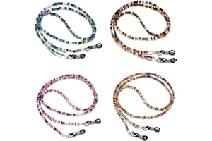 Beaded Eyeglass Chains, 4 PCS Colorful Bead Glasses Strap Anti-slip Spectacle Lanyard Sunglasses Neck Cord Trendy Eyewear Ret