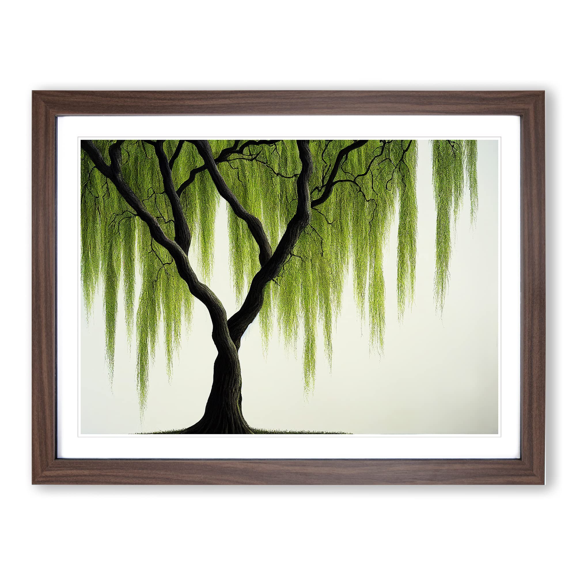 Irresistible Weeping Willow Tree Framed Print | A4 Walnut Framed Wall Art | Ready to Hang | Modern Floral Picture | Living Room Bedroom Lounge Office