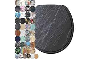 SANILO Wooden Toilet Seat with Soft Close [ROUND] - Decorative, Quiet & Slow Close Molded Wood Seat - With Strong Bumpers & Hinges - Adjustable Fit – Granite
